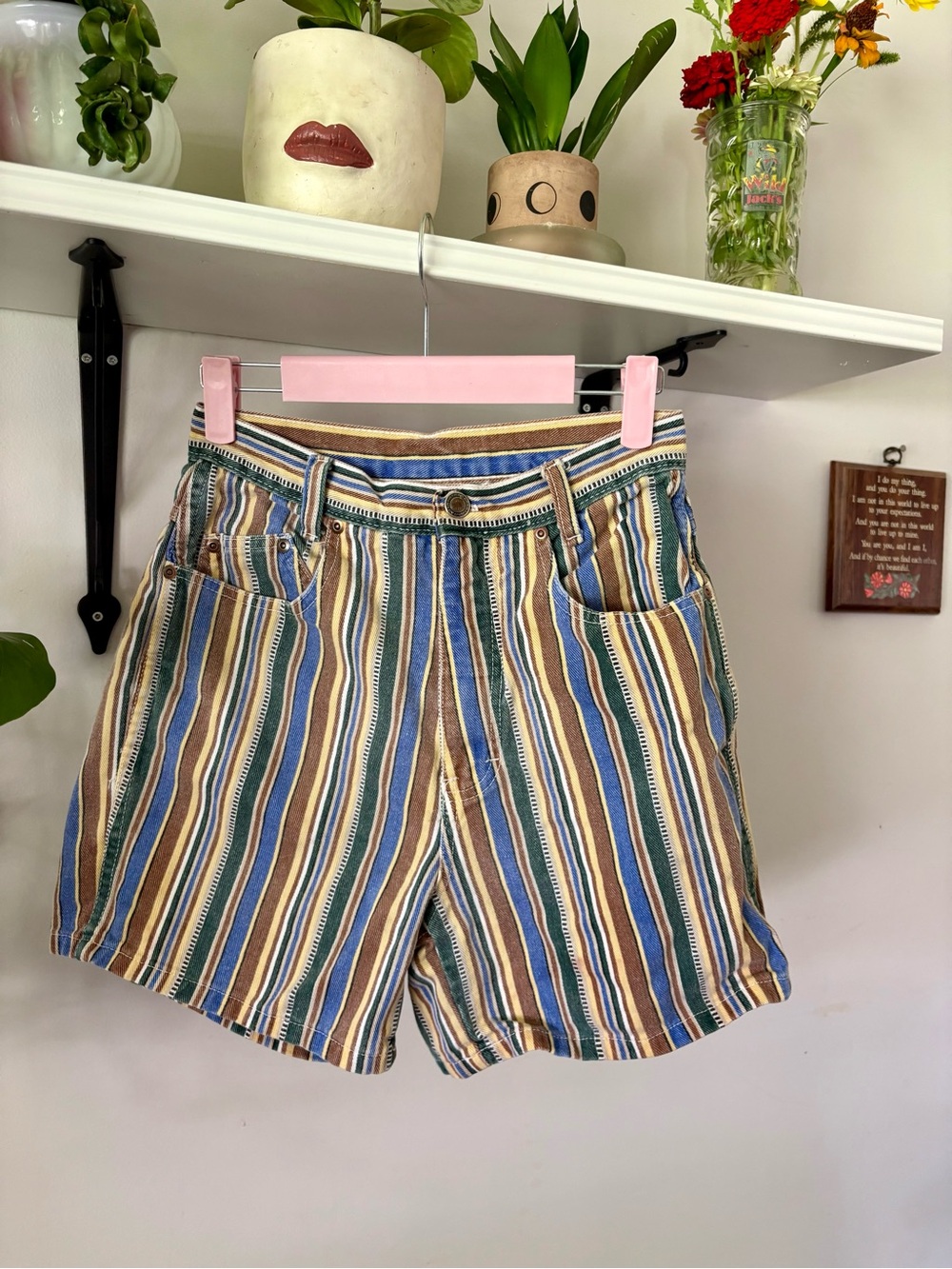 Striped High-Waist Women’s Shorts - Multicolor